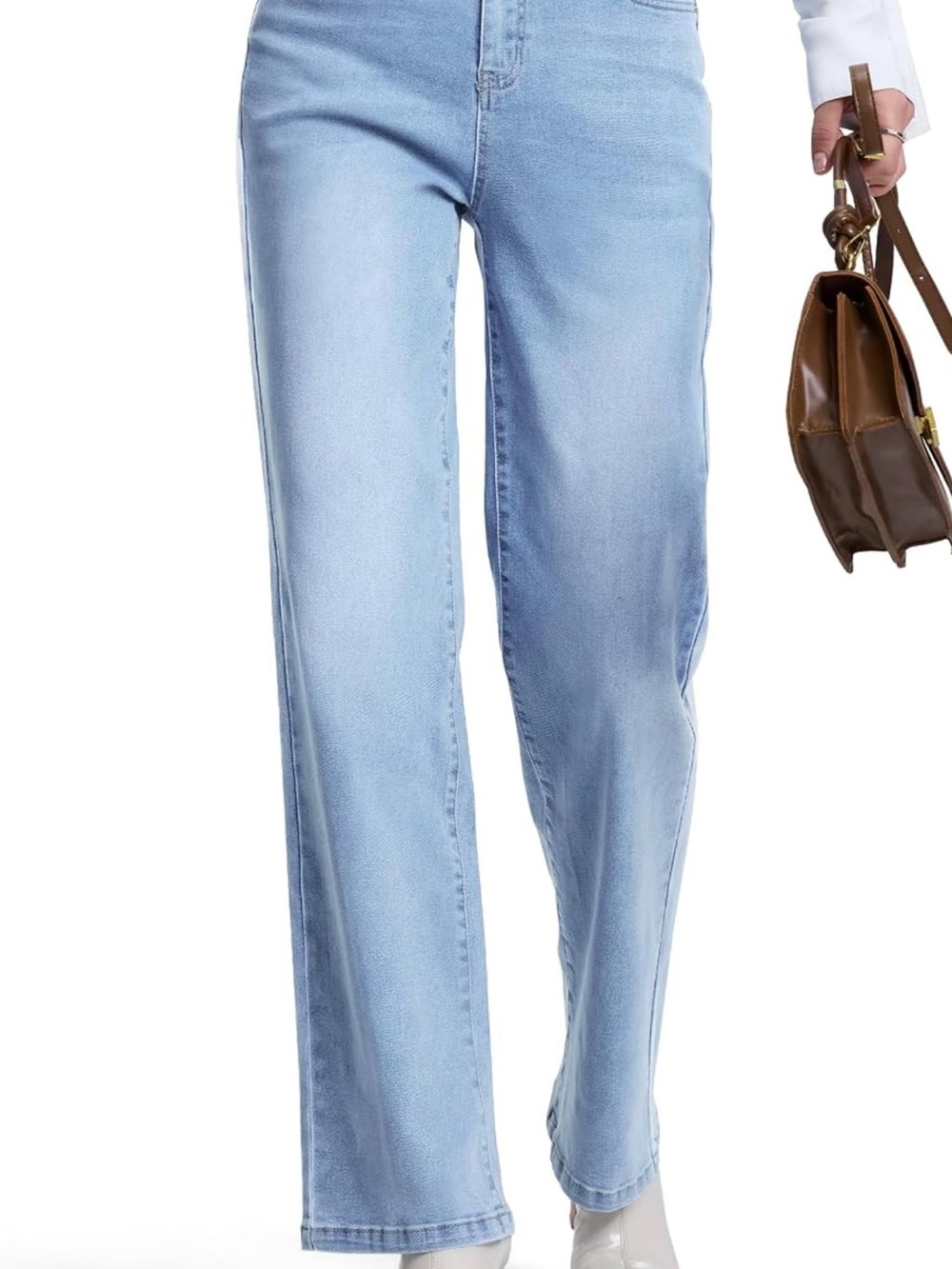 Classic High-Rise Wide-Leg Women's Jeans — Light Blue Inseam 35, Waist 25-27